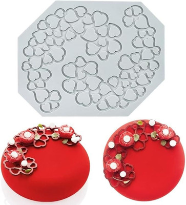 Husaini Mart Silicone Fondant & Gum paste Mould Skytail Heart Silicone Fondant Lace Molds for Decorating Cakes Cupcake Sugarcraft Gumpaste Cake Decorating Tools Fondant Lace Mat Heart Embossing Imprint Wedding Cake Valentines Day Surprise Gifts(Pack of 1)