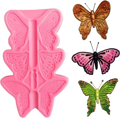 hussaini mart Silicone Chocolate Mould Skytail 3 Cavity Butterfly Silicone Fondant Mould Baking Chocolate Candy Cake Decoraion Cupcake Topper Sugar Craft Gum Paste Cookie Biscuit Jelly Gummy Ice Cube Clay Wax DIY Resin Jewelry Mold(Pack of 1)