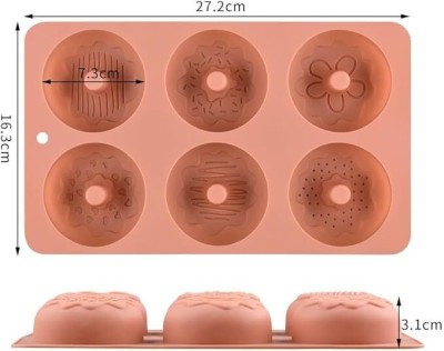 Husaini Mart Silicone Donut Tray HUSAINI MART | 6 Slot Silicone Donut Mould for Baking Chocolate Candy Doughnuts Hot Chocolate Bomb Cake Pops Bagel Jello Cupcake Muffin Pan Dessert Party Snacks Pancake Pudding Soap Clay Candle Mold(Pack of 1)