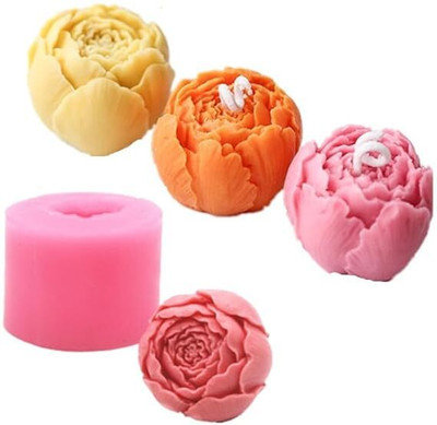 Husaini Mart Silicone Chocolate Mould Skytail Silicone 3D Rose Bud Flower Candle Mold Rose Shape Making Scented Candle Wax Melts Home Decoration Candles Resin Casting Mold DIY Homemade Soap Mold Chocolate Cake Baking Molds(Pack of 1)