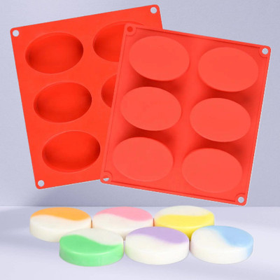 Arxon Silicone Chocolate Mould Silicone Chocolate Mould Silicone Chocolate Mould Silicone Tart/Pie Mould Oval Shape Silicone Soap Molds with 6 Cavities Multicolor ( soap weight 100gm(Pack of 1)