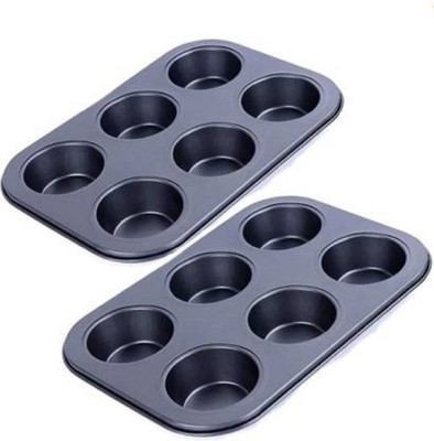 AL ATASH Carbon Steel Cupcake/Muffin Mould 6(Pack of 2)