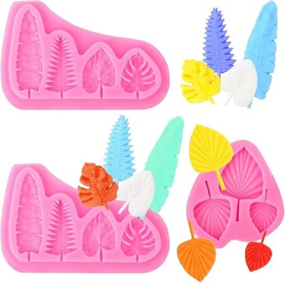 Husaini Mart Silicone Chocolate Mould Skytail 3 Pack Leaf Fondant Silicone Moulds Tropical Leaves Palm Leaf for Chocolate Candy Forest Cake Decoration Cupcake Topper Jelly Ice Cube Sugarcraft Gumpaste Clay DIY Soap Candle Wax Resin Molds(Pack of 3)