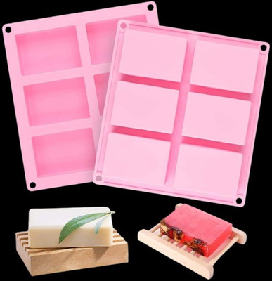 ADMONITION Silicone Cupcake/Muffin Mould 6 Rectangles Cavities Silicone Baking Mold DIY Handmade Soap Making, Muffin(Pack of 2)