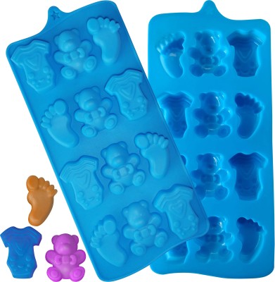 BAKEMO Silicone Chocolate Mould 12 Cavity Bear Bodysuit Feet Silicone Candy Baby Shower Theme Mold Chocolate Mold ice Cube Tray Crayons Mold Fondant Cake Mold Mini Soap Mold Flexible Reusable Making Mould(Pack of 1)