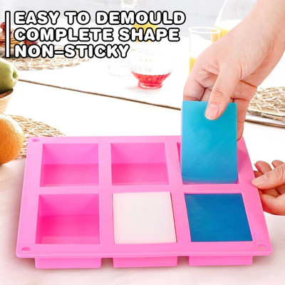 ADMONITION Silicone Chocolate Mould 6 Cavity Rectangle Soap Mould(Pack of 1)