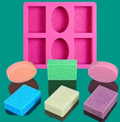 ADMONITION Silicone Chocolate Mould 6 Cavity High Quality Silicone Soap Molds, 6 Patterns Rectangle & Oval Silicone Molds for Soap Making, Cake Baking Molds(Pack of 1)