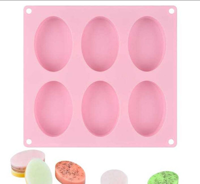 ADMONITION Silicone Cupcake/Muffin Mould 6 Cavity Oval Soap Mould (100gm)(Pack of 1)