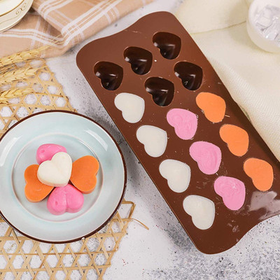 Axiline Silicone Chocolate Mould Silicone Heart 15 Cavity Mould Fondant Chocolate Resin Clay Candle Mould Diy Kitchen Baking(Pack of 1)