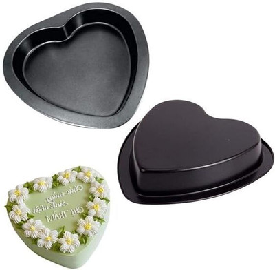Hussain mart Carbon Steel Fondant & Gum paste Mould Skytail Heart Shaped Cake Pans, Large Heart Cake Pan, Nonstick Carbon Steel Baking Molds, 9.5 Inch Cake Tins Baking Pan Baking Tools for Wedding, Birthday, Party & Family, (Pack of 1)(Pack of 1)