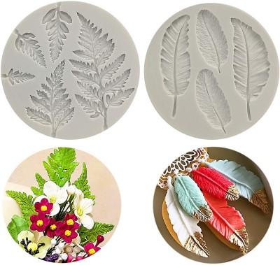 HE Retail Supplies Silicone Fondant & Gum paste Mould Leaf and Feather Cake Mould(Pack of 2)