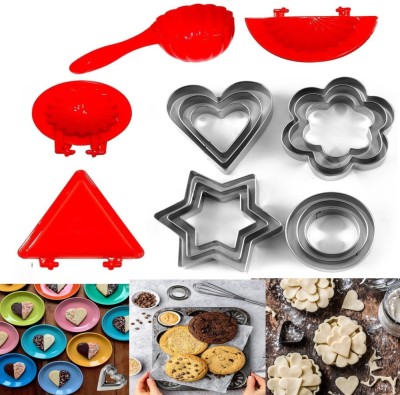 draval 12 Pcs 4 Different Shapes Cookie Cutter Mould Plastic Dough Press Kitchen Tool Cookie Cutter(Pack of 16)