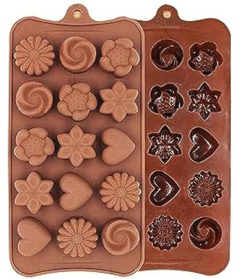 Ality Silicone Chocolate Mould 15 cavity Chocolate Silicon Mould, Random Design Chocolate Mould for Baking Making Chocolates(Pack of 1)