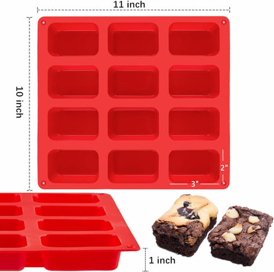 ADMONITION Silicone Cake Mould 12 Cavity Rectangle Soap Mould(Pack of 2)