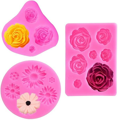 Husaini Mart Silicone Fondant & Gum paste Mould 12(Pack of 3)