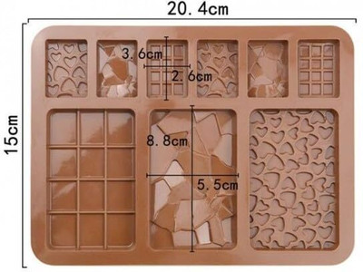 balerion Silicone Chocolate Mould 9 Cavities Silicone Multi Chocolate Bar Mould | Multi Shape Candy & Dessert Maker | Flexible & Non-Stick(Pack of 1)