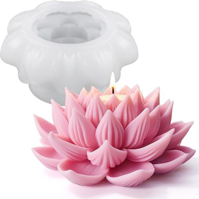 Husaini Mart Silicone Chocolate Mould Skytail Lotus Flower Silicone Candle Mould for Making Scented Candle Wax Waxmelts Aromatherapy Chocolate Candy Cake Decoration Cupcake Soap Making Resin Crafts Home Decor Party Gifts Molds(Pack of 1)