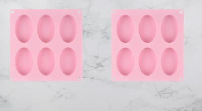 ADMONITION Silicone Fondant & Gum paste Mould 6 Cavity Oval Shape Silicone Soap Molds(Pack of 2)