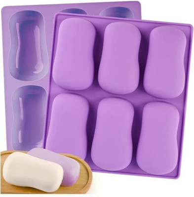 TP INCORP Silicone Cake Mould 6 Cavity Silicone Soap Mold Curved Oval Shape Mould with Sharp Edges Handmade Soap Making Form 3D Silicone Mould for Cake Chocolate Candy Ice Jelly Brownie Dessert(Pack of 1)
