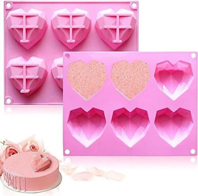 HOMEBAKERS MART 6 cavity geometric heart Silicone Chocolate Mould 6(Pack of 1)