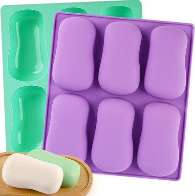 TP INCORP Silicone Chocolate Mould Purple 6 Cavity Silicone Soap Mold Oval Shape Mould with Sharp Edges for Handmade Soap Making, Chocolate, Cake, Jelly, Pudding, Brownie, Candy & DIY Crafts(Pack of 1)