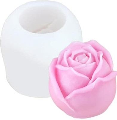 Husaini Mart Silicone Fondant & Gum paste Mould Skytail Silicone 3D Rose Flower Candle Mold Rose Shape for Candle Making Wax Melts Home Decoration Party Candles Resin Casting DIY Mold Homemade Soap Mold Chocolate Cake Baking Moulds(Pack of 1)