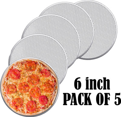 RAYCRAFT Aluminium Bread Mould 6inch Pizza Screen Non Stick Mesh Baking Tray Kitchen Tool for Oven(Pack of 5)