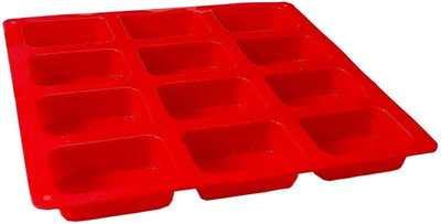 DHIYONIX Silicone Cake Mould TP INCORP 12 Cavity Rectangle Shape Round Edges Silicone Mould/Mold for Soap Making, Loaf, Muffins, Cheesecakes Approx 75-80 GPSA(Pack of 1)