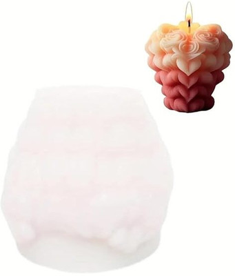 Husaini Mart Silicone Chocolate Mould Skytail 3D Rose Heart Pillar Silicone Candle Mould Rose Mold for Making Candle Wax Melts Aromatherapy Clay Craft Soap Resin Casting Home Decoration Candles Chocolate Baking Cakes Dessert Mold(Pack of 1)