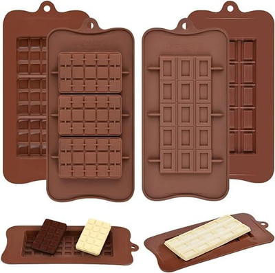 Husaini Mart Silicone Cookie/Macroon tray Skytail 2 Pcs Break Apart Chocolate Bar Silicone Moulds for Baking Candy Energy Cereal Bar Mini Bars Brownie Gummy Cakes DIY Handmade Choco Bars Caramel Dessert Party Sweet Treats for Kids Birthday(Pack of 2)