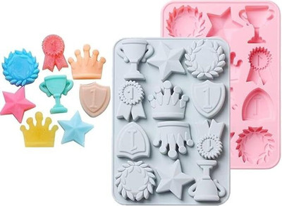 hussaini mart Silicone Fondant & Gum paste Mould Skytail Trophy Silicone Mould Baking Crown Medal Star Shape Chocolate Candy Athlete Sports Theme Cake Decoration Cupcake Muffin Pudding Jello Gummy Brownie Cake Puck Hot Chocolate Fudge Dessert Mold(Pack of 1)