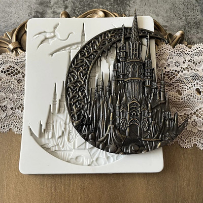 CraftialCurve Silicone Fondant & Gum paste Mould SCARY HUNTED HOUSE(Pack of 1)