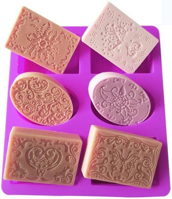 ADMONITION Silicone Cake Mould 6 Cavity Oval and Rectangle Soap Mould(Pack of 1)