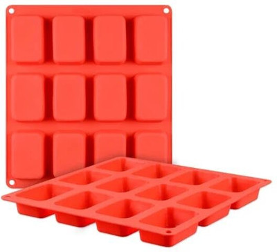ADMONITION Silicone Cupcake/Muffin Mould 12 Cavity Rectangle Soap Mould(Pack of 2)