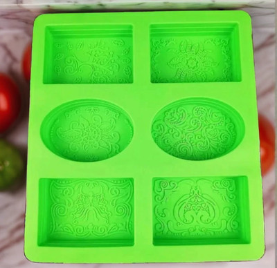ADMONITION Silicone Fondant & Gum paste Mould 6 Patterns Rectangle & Oval Silicone Molds for Soap Making, Cake Baking Molds, BPA Free & Nonstick(Pack of 1)