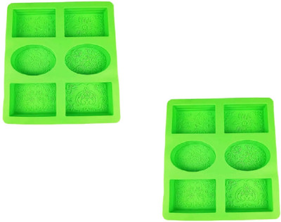 ADMONITION Silicone Cupcake/Muffin Mould 6 Cavity Silicone Moulds for Soap, Oval and Rectangular for Soap, DIY Moulds, Cakes, Baking, Chocolate(Pack of 2)
