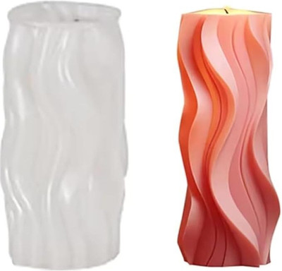 Husaini Mart Silicone Fondant & Gum paste Mould HUSAINI MART| medium Wavy Cylinder Silicone Candle Mould for Candle Making Scented Wax Melts Aromatherapy Clay Craft Soap Resin Casting Home Party Decoration Candles Chocolate Baking Cakes Dessert Mold(Pack of 1)