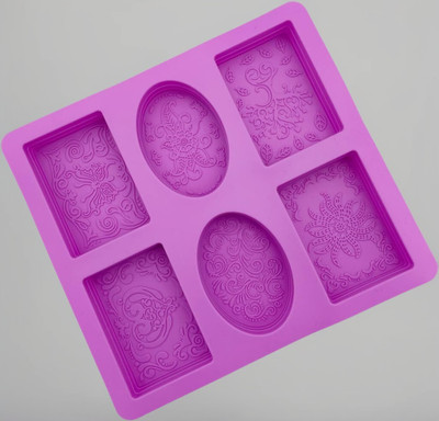 ADMONITION Silicone Tart/Pie Mould 6 Cavity Oval & Rectangle Soap Moulds(Pack of 1)