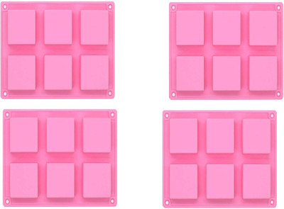 ADMONITION Silicone Chocolate Mould 6 Cavity Silicone Soap Molds Square Bar Silicone Molds(Pack of 4)