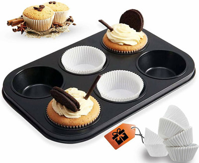 Curated Cart Carbon Steel Cupcake/Muffin Mould 6(Pack of 1)