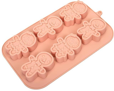 LEGACYCART Silicone Fondant & Gum paste Mould LEGACYCART Gingerbread Man Silicone Mold 6-Cavity 3D Christmas Molds for Baking Chocolate Candy Xmas Cake Decoration Cupcake Muffin Jelly Candle Wax Melts Handmade Soap Making Molds(Pack of 1)