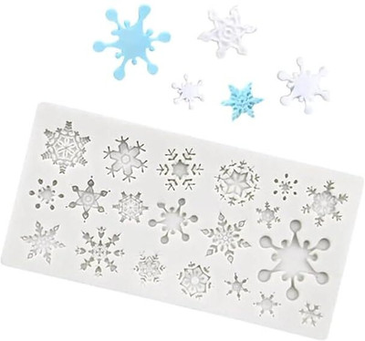 Husaini Mart Silicone Fondant & Gum paste Mould Skytail 20 Cavity Christmas Silicone Snowflake Chocolate Mold 3D Snowflake Shape for Chocolate Fondant Candy Xmas Cake Decoration Cupcake Topper Fondant Gummy Jelly Sugarcraft Gumpaste Mold(Pack of 1)