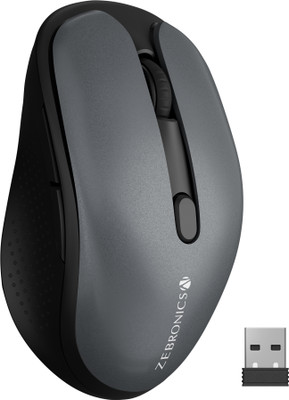 ZEBRONICS Zeb-Charm, Wireless Mouse, Mode Switch Button, (Metallic Grey) Wireless Ambidextrous Optical Mouse  with Bluetooth(2.4GHz Wireless, Bluetooth, (Metallic Grey))