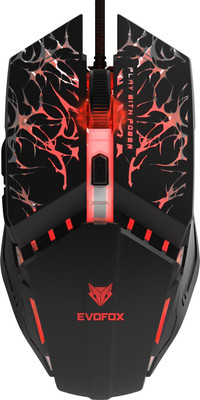 EVOFOX Spirit Wired Ergonomic Optical  Gaming Mouse 7200 DPI Gaming Sensor, 6 Buttons, Huano Switches, Braided Cable with RGB(USB 2.0, Black)