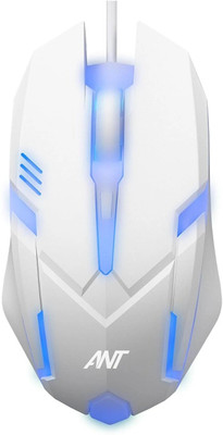 Ant GM46 RGB Lighting Wired Ergonomic Optical  Gaming Mouse(USB 3.0, White)