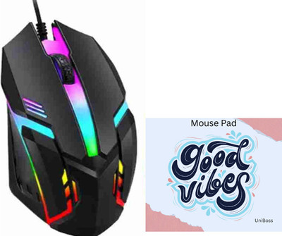UniBoss RGB Gaming Mouse with Mouse Pad Wired Ambidextrous Optical  Gaming Mouse(USB 3.0, USB 2.0, Dark Black)