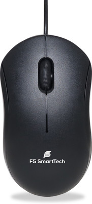 F5 SmartTech Comfort Wired Ambidextrous Optical Mouse(USB 2.0, Black)