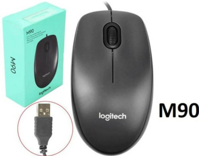 Logitech CORDED MOUSE M90 Wired Ambidextrous Optical Mouse(USB 2.0, Black)