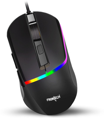 Frontech MS-0104 | 6 Key Rainbow RGB Backlit Effect | 7 LED Lighting| 7200 DPI Wired Ergonomic Optical  Gaming Mouse(USB 2.0, Black)