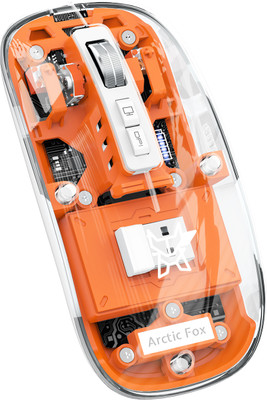 Arctic Fox Pureview Transparent Wireless and Bluetooth Rechargeable Mouse Wireless Ambidextrous Optical  Gaming Mouse  with Bluetooth(2.4GHz Wireless, Bluetooth, Vitality Orange)
